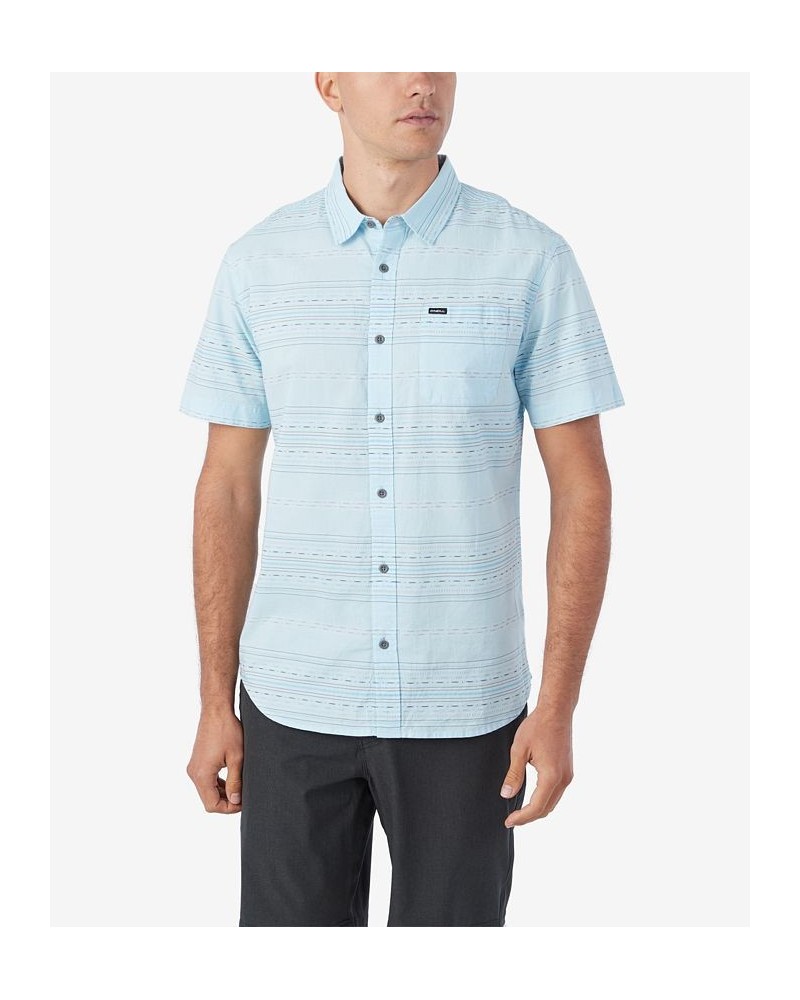 Seafaring Stripe Short Sleeves Standard Woven Shirt Blue $26.00 Shirts