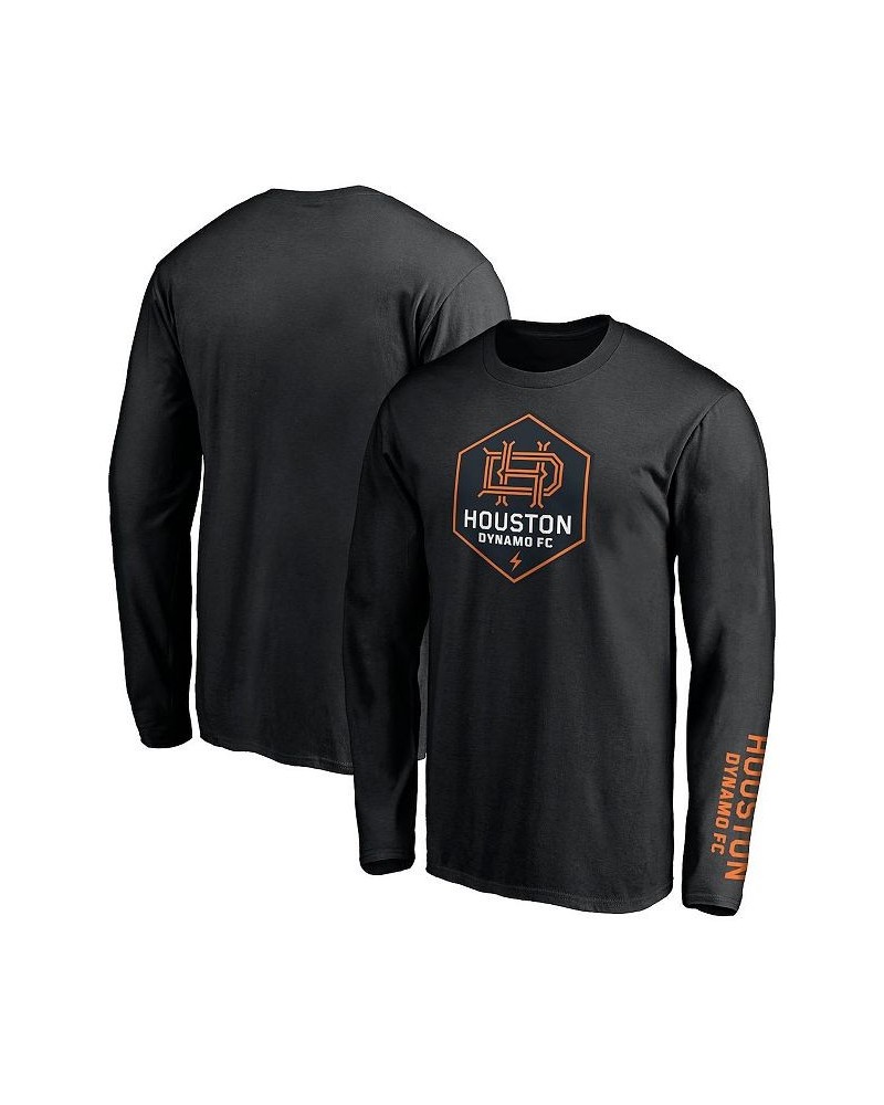 Men's Branded Black Houston Dynamo Long Sleeve T-shirt $21.45 T-Shirts