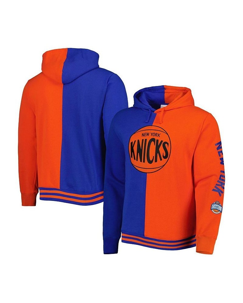 Men's Blue and Orange New York Knicks Big and Tall Hardwood Classics Split Pullover Hoodie $53.99 Sweatshirt