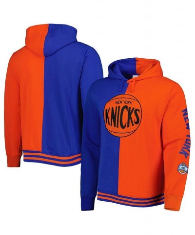 Men's Blue and Orange New York Knicks Big and Tall Hardwood Classics Split Pullover Hoodie $53.99 Sweatshirt