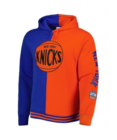 Men's Blue and Orange New York Knicks Big and Tall Hardwood Classics Split Pullover Hoodie $53.99 Sweatshirt