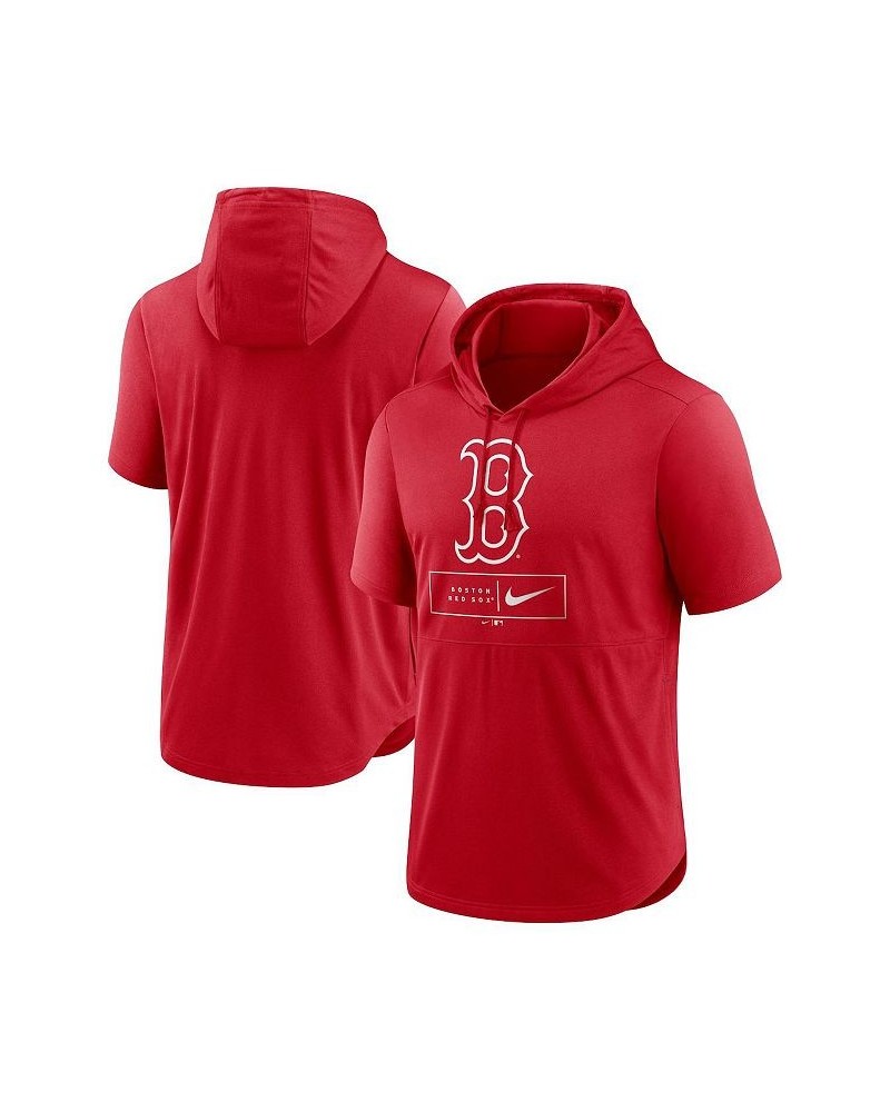 Men's Red Boston Red Sox Logo Lockup Performance Short-Sleeved Pullover Hoodie $28.00 Sweatshirt