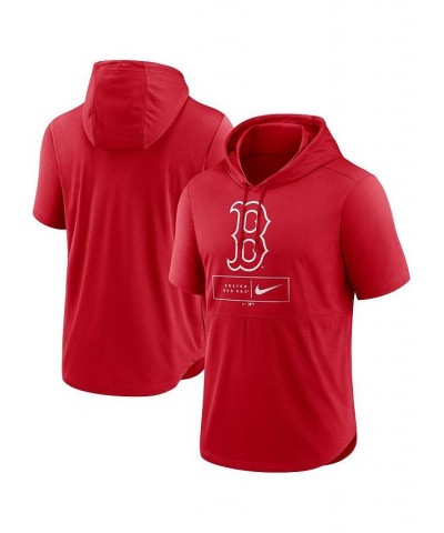 Men's Red Boston Red Sox Logo Lockup Performance Short-Sleeved Pullover Hoodie $28.00 Sweatshirt