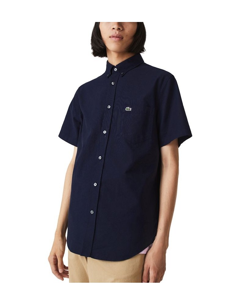 Men's Regular-Fit Spread Collar Solid Oxford Shirt Blue $42.90 Shirts