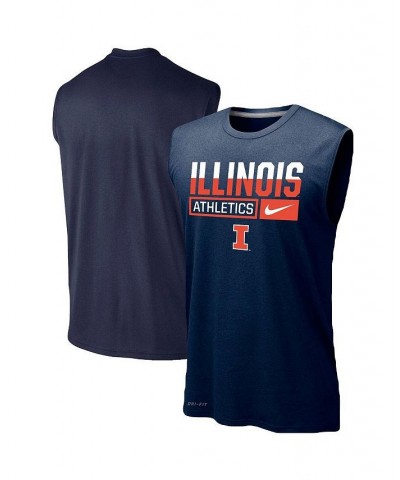 Men's Navy Illinois Fighting Illini Wordmark Drop Legend Performance Tank Top $25.00 T-Shirts