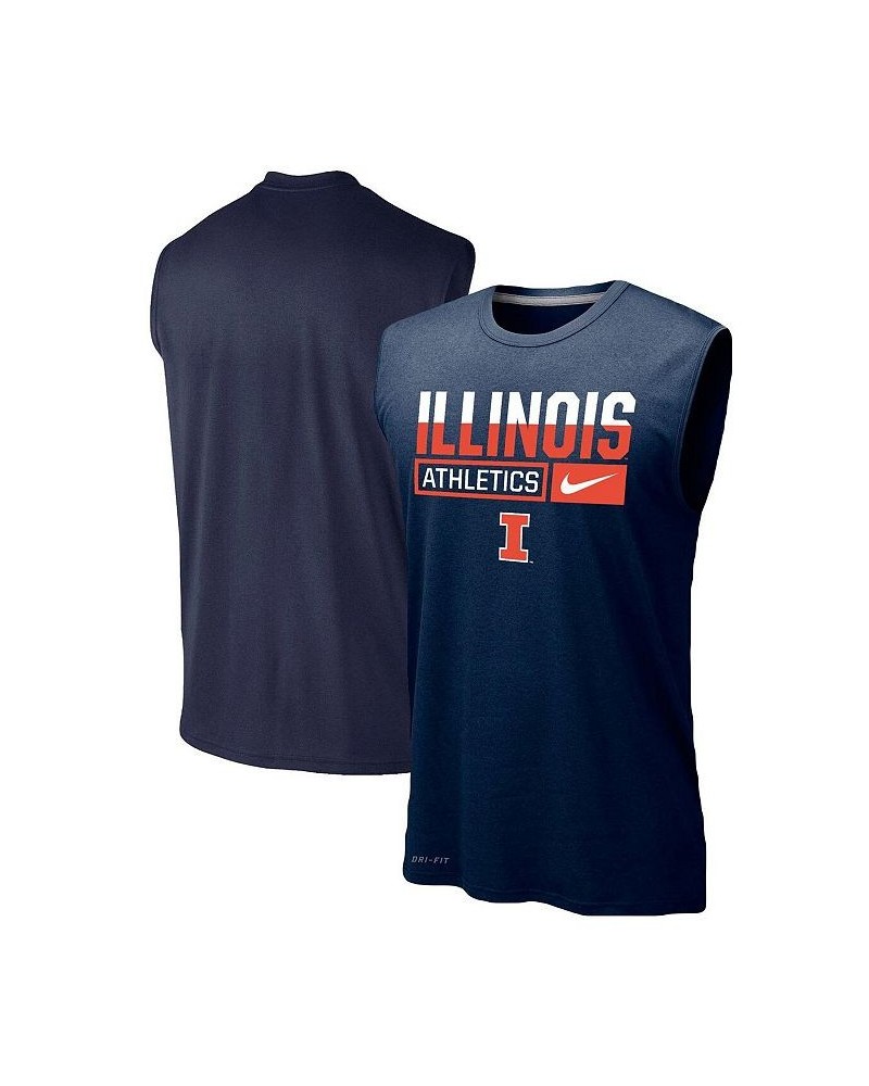 Men's Navy Illinois Fighting Illini Wordmark Drop Legend Performance Tank Top $25.00 T-Shirts