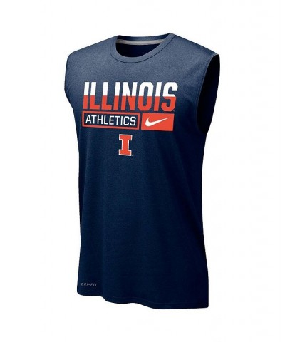 Men's Navy Illinois Fighting Illini Wordmark Drop Legend Performance Tank Top $25.00 T-Shirts