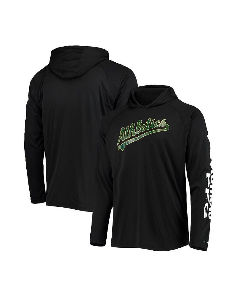 Men's Black Oakland Athletics Terminal Tackle Omni-Shade Raglan Pullover Hoodie $31.50 Sweatshirt