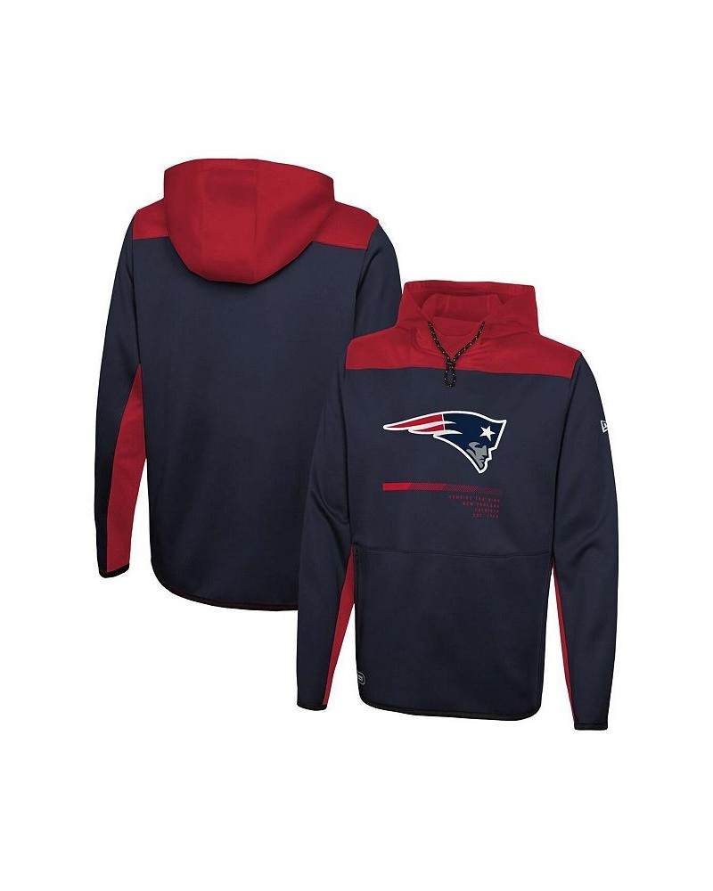 Men's Navy New England Patriots Combine Authentic Hard Hitter Pullover Hoodie $25.01 Sweatshirt