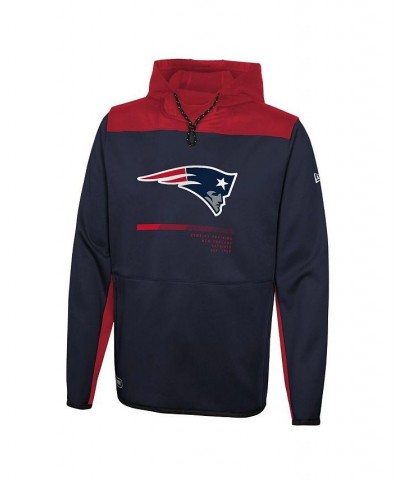 Men's Navy New England Patriots Combine Authentic Hard Hitter Pullover Hoodie $25.01 Sweatshirt