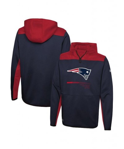 Men's Navy New England Patriots Combine Authentic Hard Hitter Pullover Hoodie $25.01 Sweatshirt