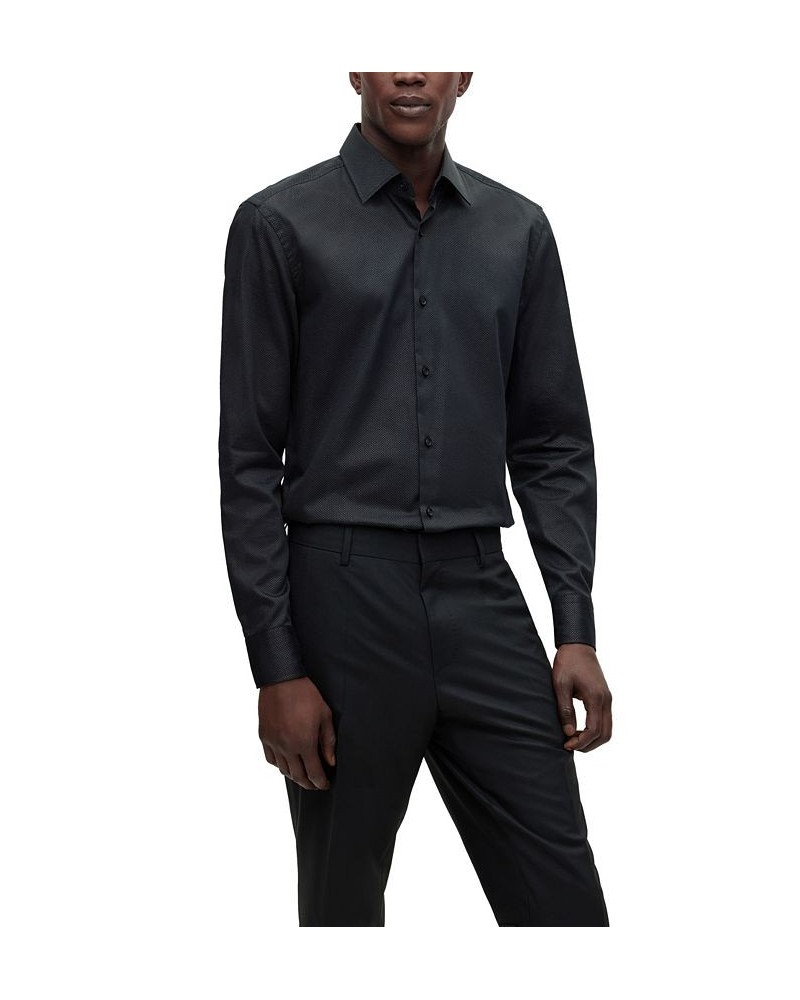 BOSS Men's Dot-Print Cotton Poplin Slim-Fit Shirt Black $83.20 Shirts