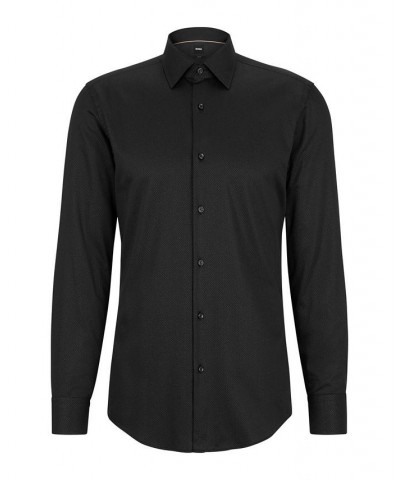 BOSS Men's Dot-Print Cotton Poplin Slim-Fit Shirt Black $83.20 Shirts