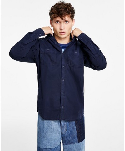 Men's Long Sleeve Twill Shirt Blue $13.36 Shirts