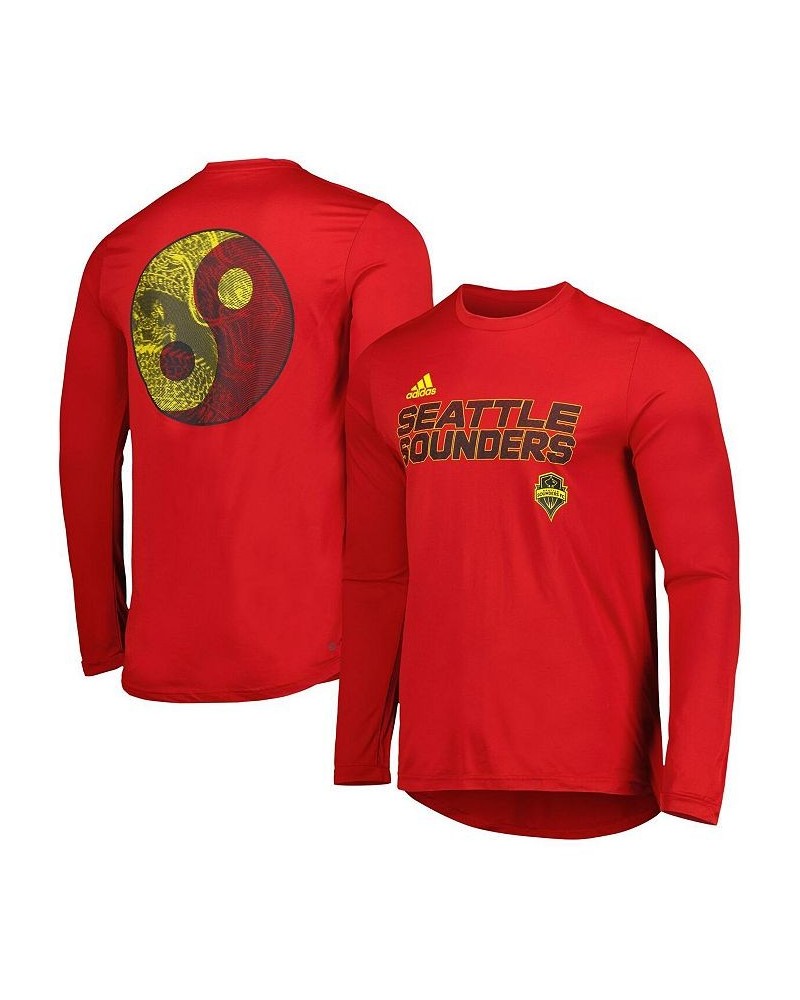 Men's Red Seattle Sounders FC Jersey Hook AEROREADY Long Sleeve T-shirt $24.20 T-Shirts