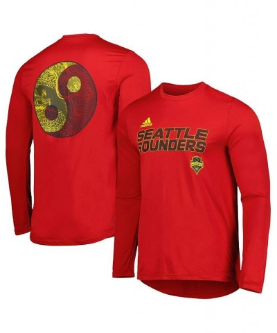 Men's Red Seattle Sounders FC Jersey Hook AEROREADY Long Sleeve T-shirt $24.20 T-Shirts