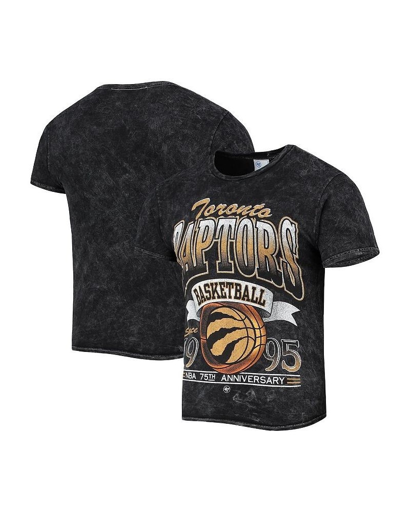 Men's '47 Black Toronto Raptors 75Th Anniversary City Edition Mineral Wash Vintage-Look Tubular T-shirt $25.36 T-Shirts