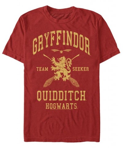 Men's Gryffindor Seeker Short Sleeve Crew T-shirt Red $16.10 T-Shirts