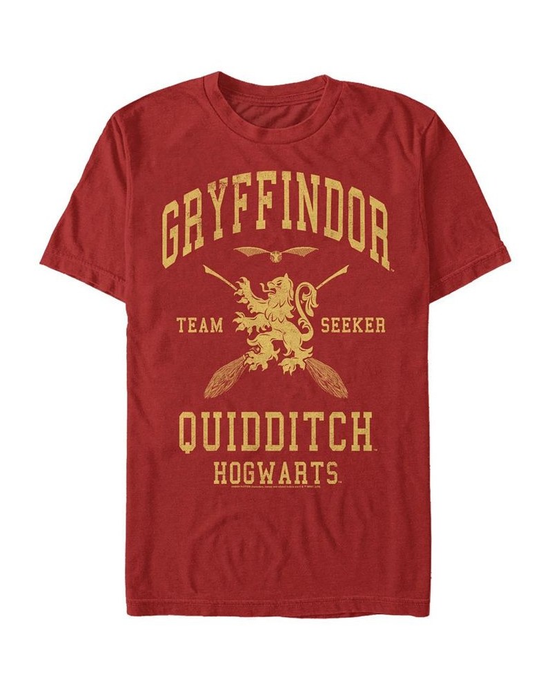 Men's Gryffindor Seeker Short Sleeve Crew T-shirt Red $16.10 T-Shirts