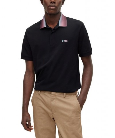 BOSS Men's Rainbow Logo Regular-Fit Cotton-Pique Polo Shirt Black $72.68 Polo Shirts