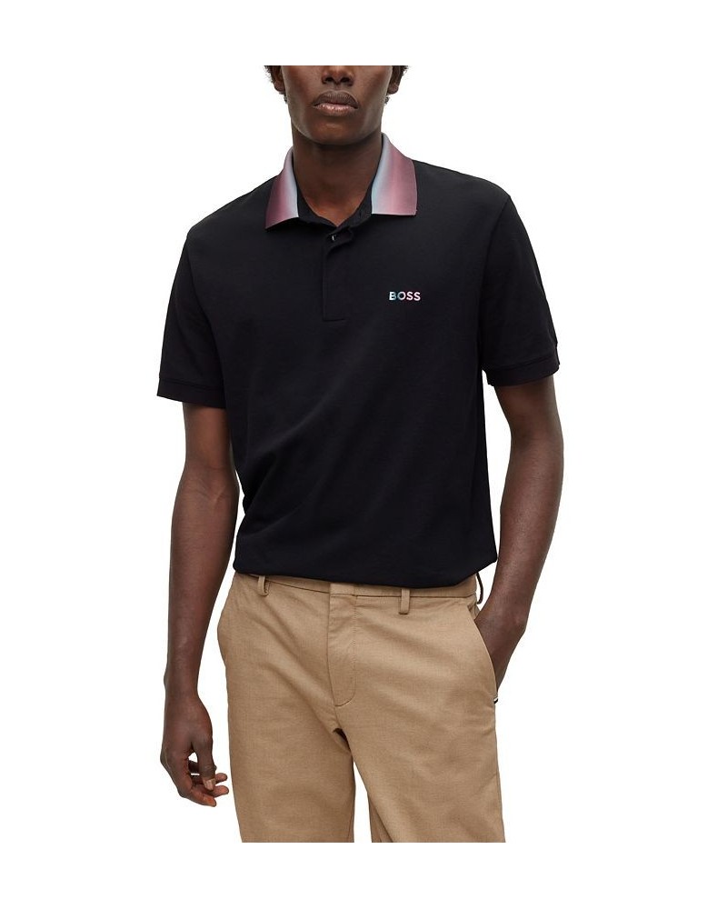 BOSS Men's Rainbow Logo Regular-Fit Cotton-Pique Polo Shirt Black $72.68 Polo Shirts