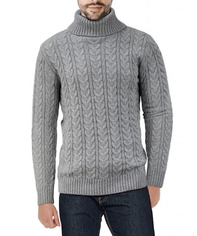 Men's Cable Knit Roll Neck Sweater Heather Gr $23.32 Sweaters