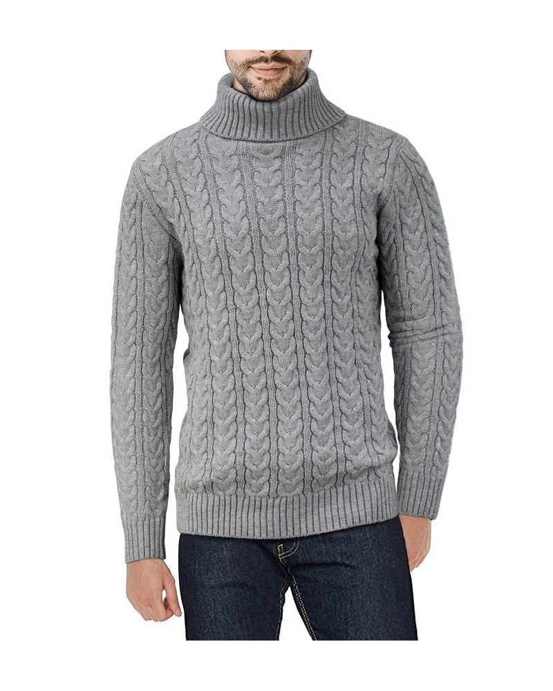 Men's Cable Knit Roll Neck Sweater Heather Gr $23.32 Sweaters