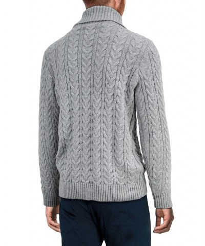 Men's Cable Knit Roll Neck Sweater Heather Gr $23.32 Sweaters