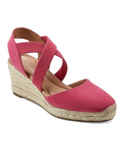 Women's Meza Casual Strappy Espadrille Wedges Sandal Pink $39.60 Shoes