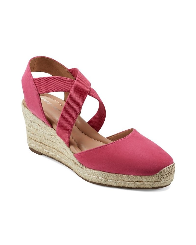 Women's Meza Casual Strappy Espadrille Wedges Sandal Pink $39.60 Shoes