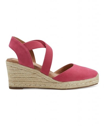 Women's Meza Casual Strappy Espadrille Wedges Sandal Pink $39.60 Shoes