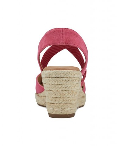 Women's Meza Casual Strappy Espadrille Wedges Sandal Pink $39.60 Shoes