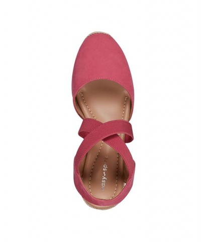 Women's Meza Casual Strappy Espadrille Wedges Sandal Pink $39.60 Shoes