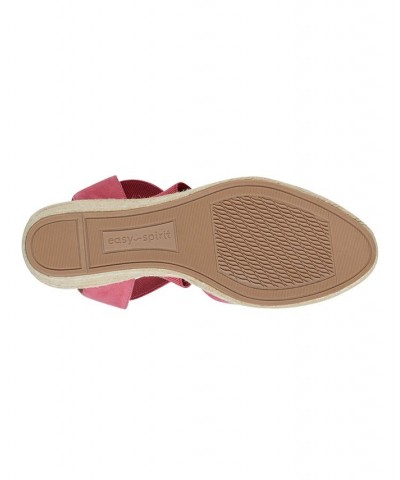 Women's Meza Casual Strappy Espadrille Wedges Sandal Pink $39.60 Shoes