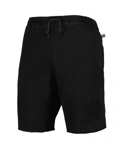 Men's Black Philadelphia 76ers French Terry Tonal Fleece Shorts $45.89 Shorts