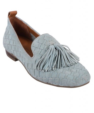 Women's Melinda Square Toe Flats Blue $74.36 Shoes