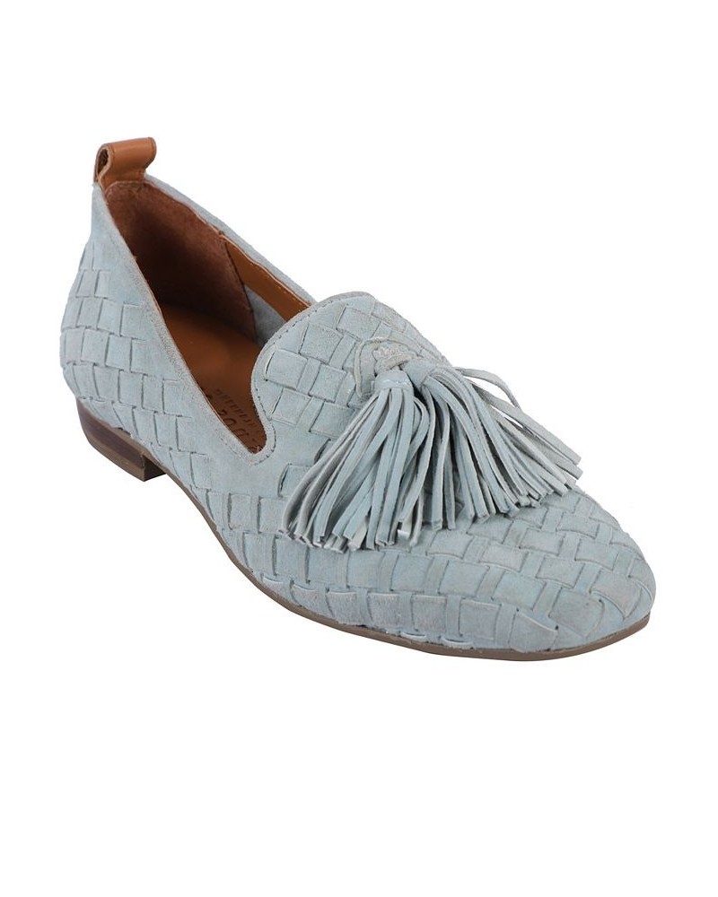 Women's Melinda Square Toe Flats Blue $74.36 Shoes