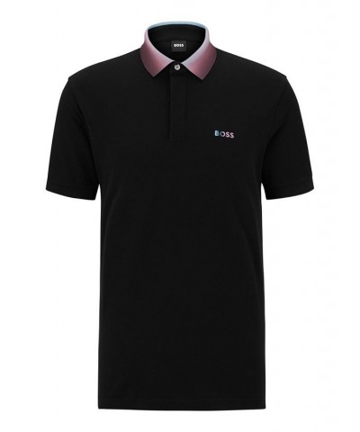 BOSS Men's Rainbow Logo Regular-Fit Cotton-Pique Polo Shirt Black $72.68 Polo Shirts