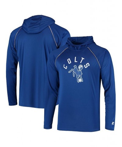 Men's Royal Indianapolis Colts Throwback Raglan Hoodie Long Sleeve T-shirt $32.50 T-Shirts