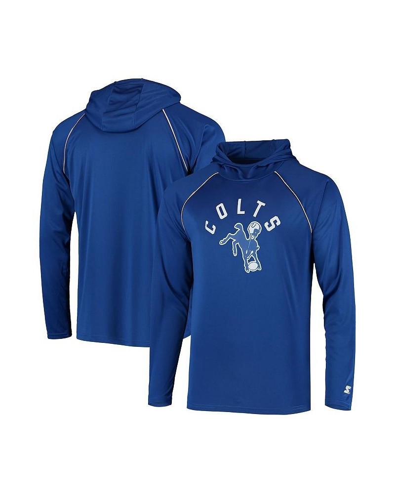 Men's Royal Indianapolis Colts Throwback Raglan Hoodie Long Sleeve T-shirt $32.50 T-Shirts