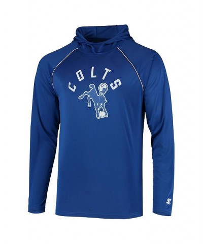 Men's Royal Indianapolis Colts Throwback Raglan Hoodie Long Sleeve T-shirt $32.50 T-Shirts