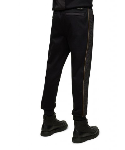 BOSS Men's Porsche Logo Cuff Mercerized-Cotton Tracksuit Bottoms Black $53.99 Pants