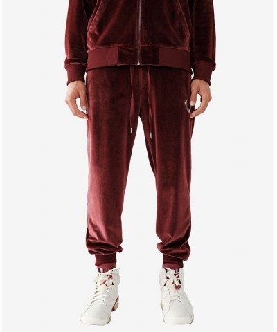 Men's Velour Elastic Drawstring Joggers Red $30.16 Pants