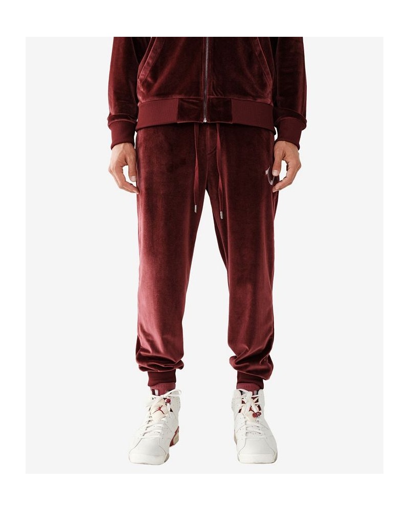 Men's Velour Elastic Drawstring Joggers Red $30.16 Pants