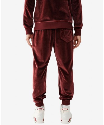 Men's Velour Elastic Drawstring Joggers Red $30.16 Pants