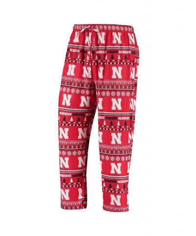 Men's Scarlet Nebraska Huskers Ugly Sweater Knit Long Sleeve Top and Pant Set $36.75 Pajama