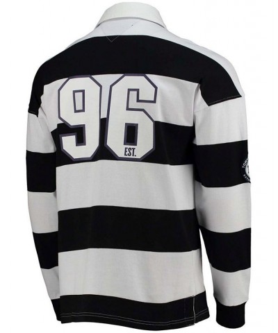 Men's Black and White Baltimore Ravens Varsity Stripe Rugby Long Sleeve Polo Shirt $33.17 Polo Shirts