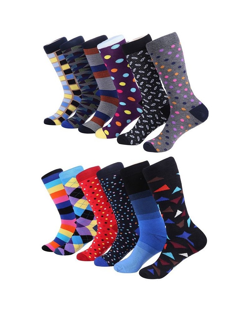 Men's Bold Designer Dress Socks Pack of 12 Dark Purple $28.50 Socks