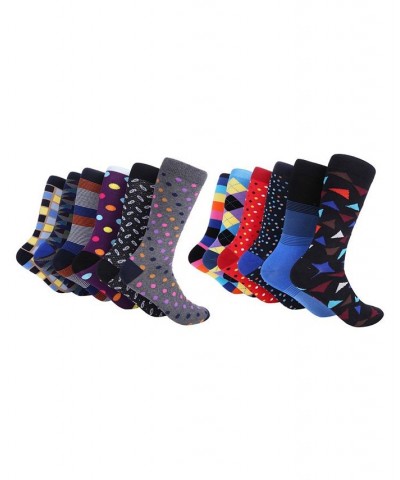 Men's Bold Designer Dress Socks Pack of 12 Dark Purple $28.50 Socks