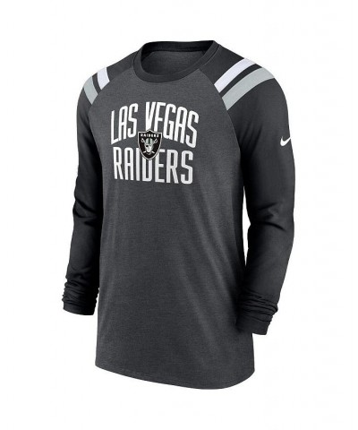 Men's Heathered Charcoal, Black Las Vegas Raiders Tri-Blend Raglan Athletic Long Sleeve Fashion T-shirt $22.44 T-Shirts